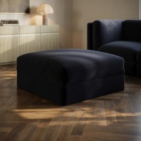 Navy Blue Chenille Ottoman Storage Footstool - Cameron