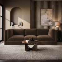 Brown Chenille 4 Seater Modular Sofa - Cameron