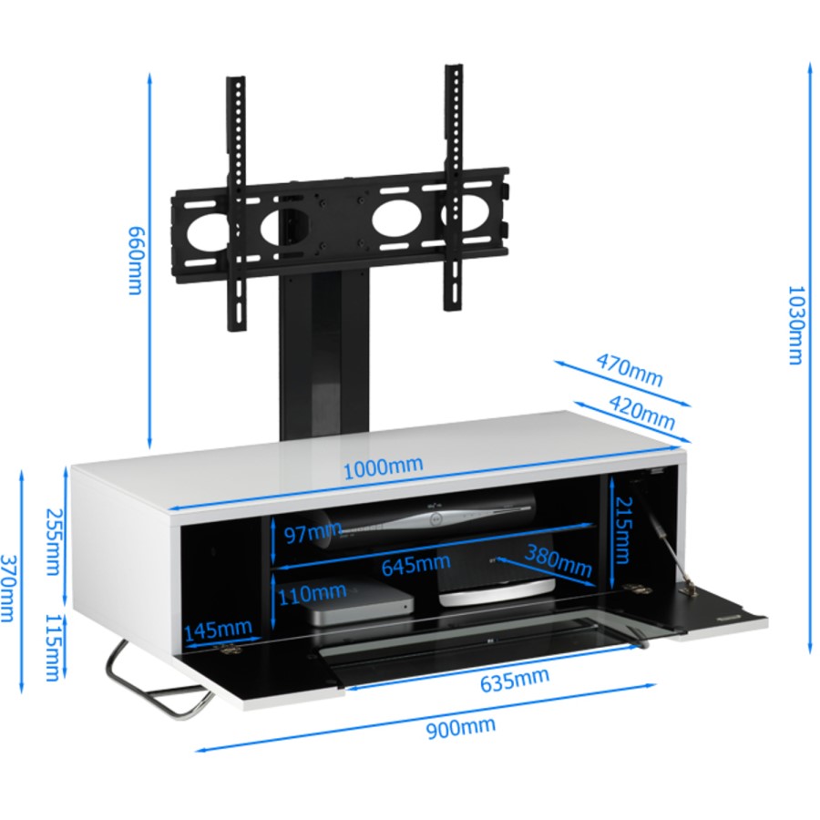 Alphason CRO2-1000BKT-IV Chromium 2 TV Cabinet with Bracket for up to 50" TVs - Ivory 