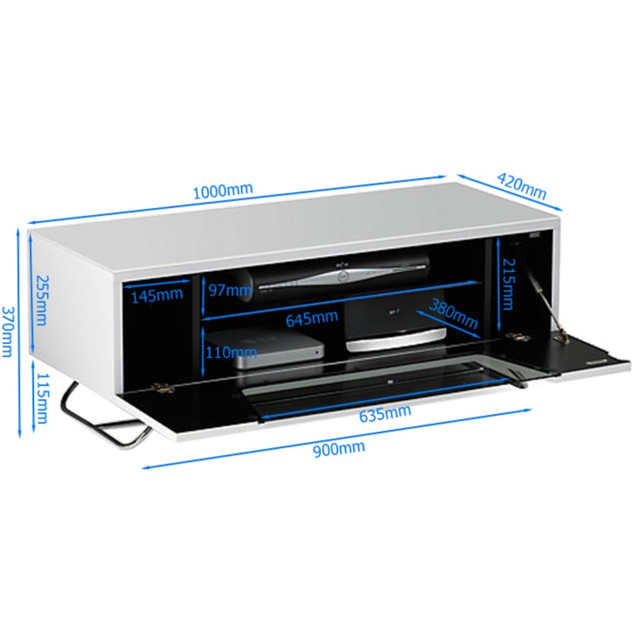 Alphason CRO2-1000CB-BLK Chromium TV Stand for up to 50" TVs - Black