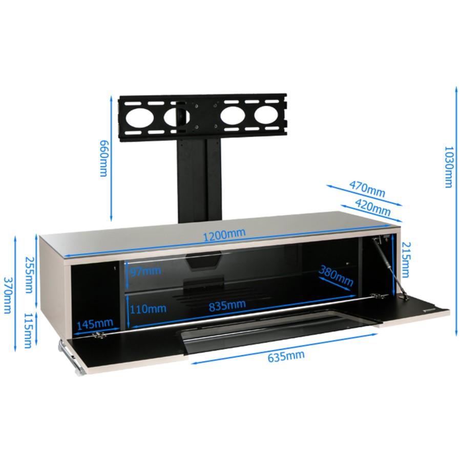 Alphason CRO2-1200BKT-RE Chromium 2 TV Cabinet with Bracket for up to 50" TVs - Red