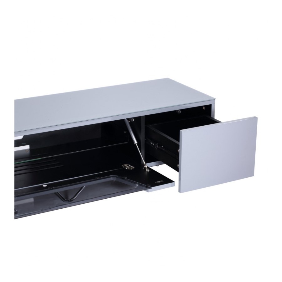 Alphason Chromium High Gloss TV unit in Grey with Glass Infra Red Friendly Door