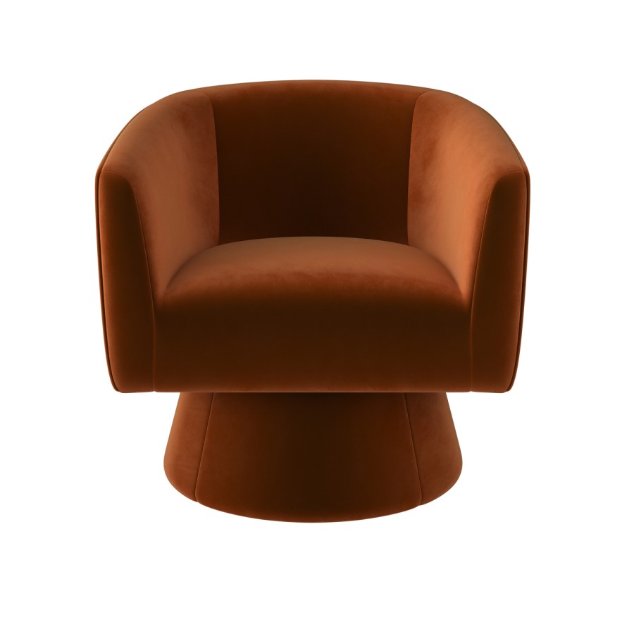 ALMOST PERFECT - Burnt Orange Velvet Swivel Armchair - Cairo