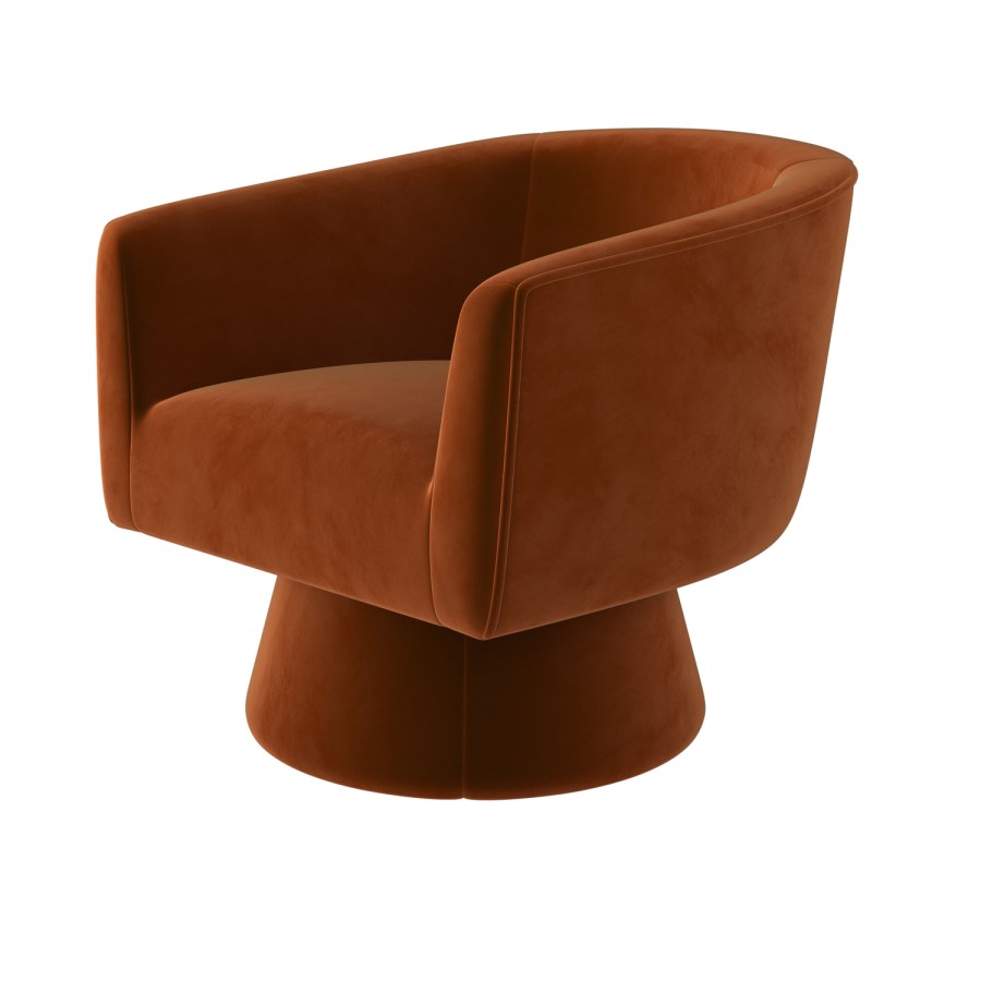 ALMOST PERFECT - Burnt Orange Velvet Swivel Armchair - Cairo