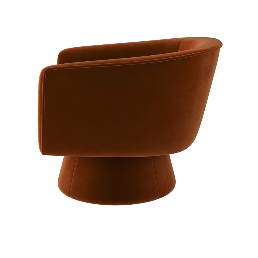 ALMOST PERFECT - Burnt Orange Velvet Swivel Armchair - Cairo