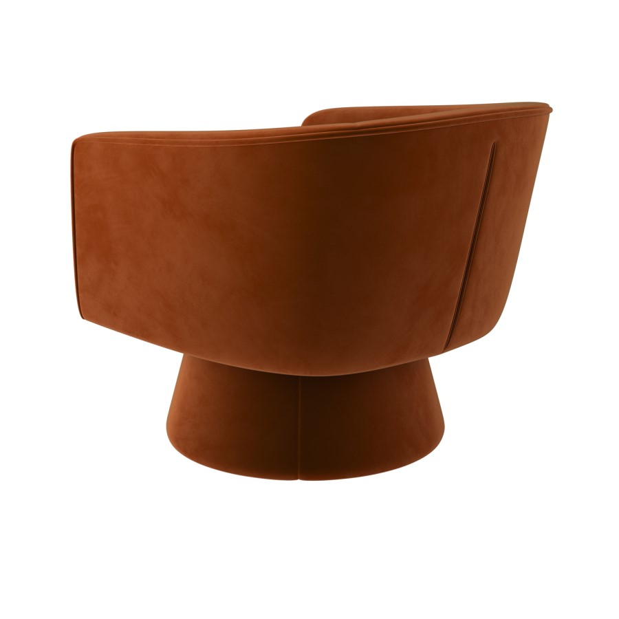 ALMOST PERFECT - Burnt Orange Velvet Swivel Armchair - Cairo