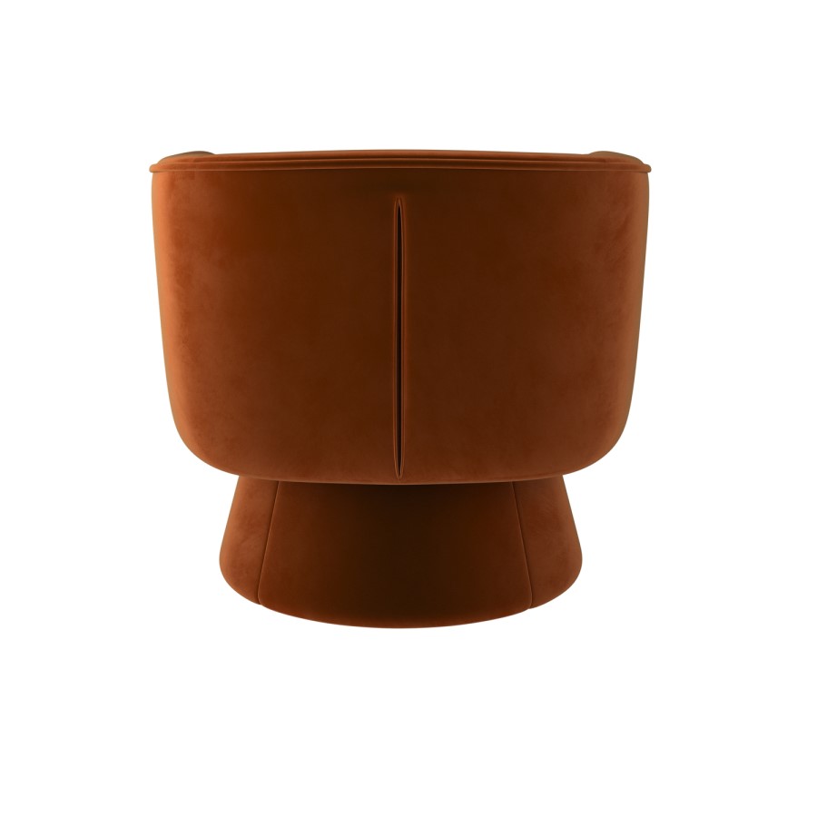 ALMOST PERFECT - Burnt Orange Velvet Swivel Armchair - Cairo