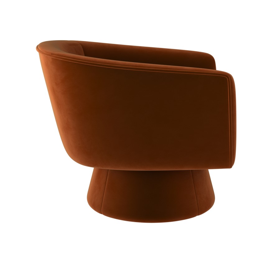 ONLY OPENED - Burnt Orange Velvet Swivel Armchair - Cairo