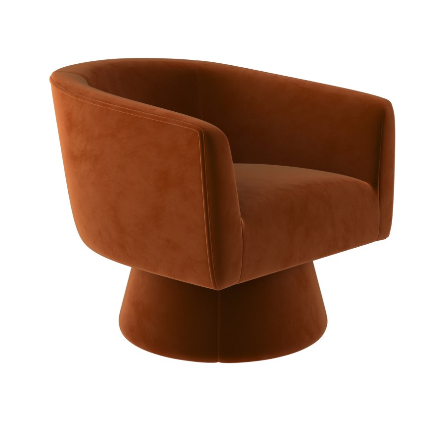 ONLY OPENED - Burnt Orange Velvet Swivel Armchair - Cairo