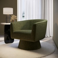 ONLY OPENED - Green Boucle Swivel Armchair - Cairo