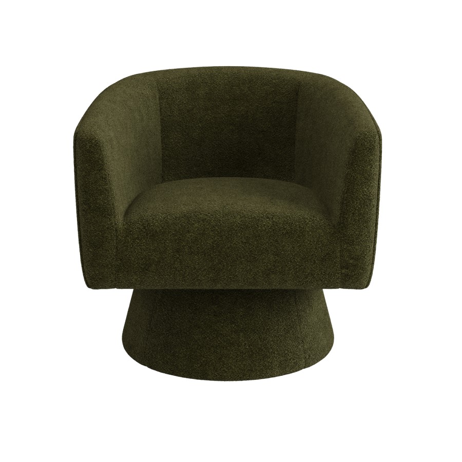ONLY OPENED - Green Boucle Swivel Armchair - Cairo