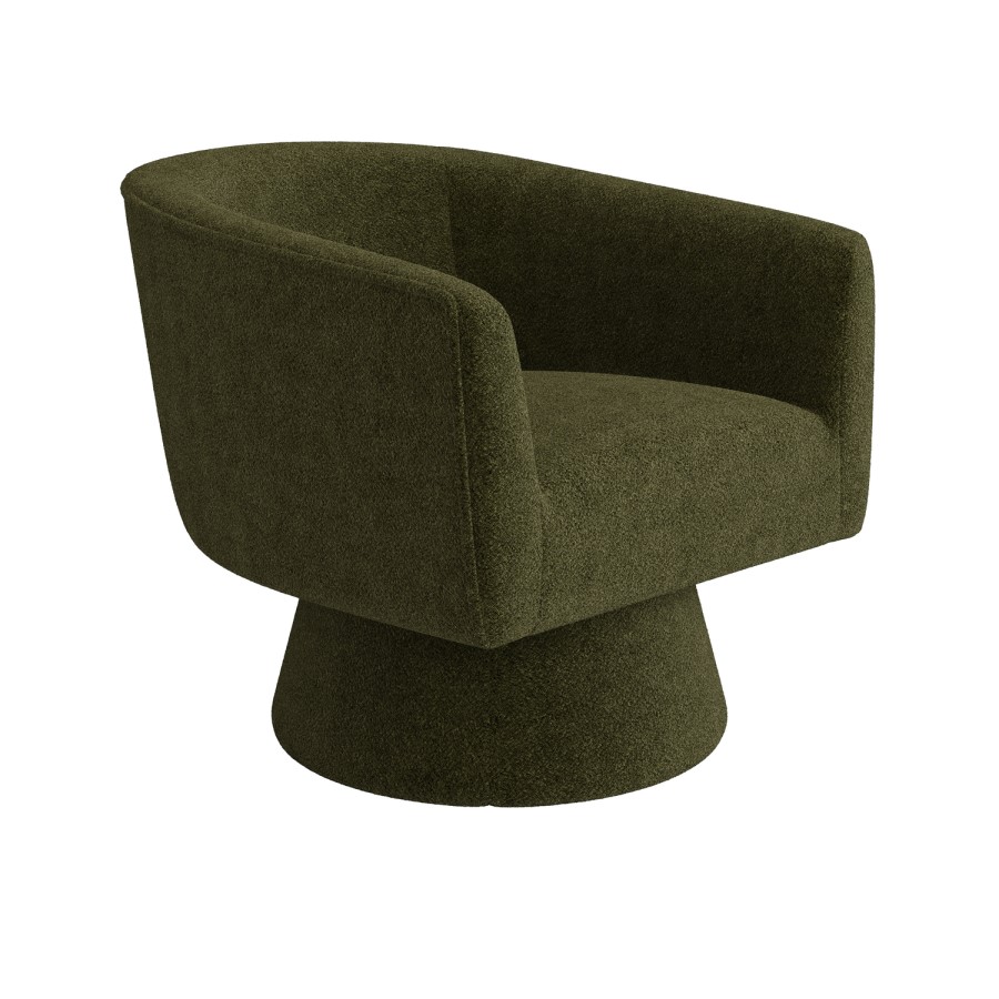 ONLY OPENED - Green Boucle Swivel Armchair - Cairo
