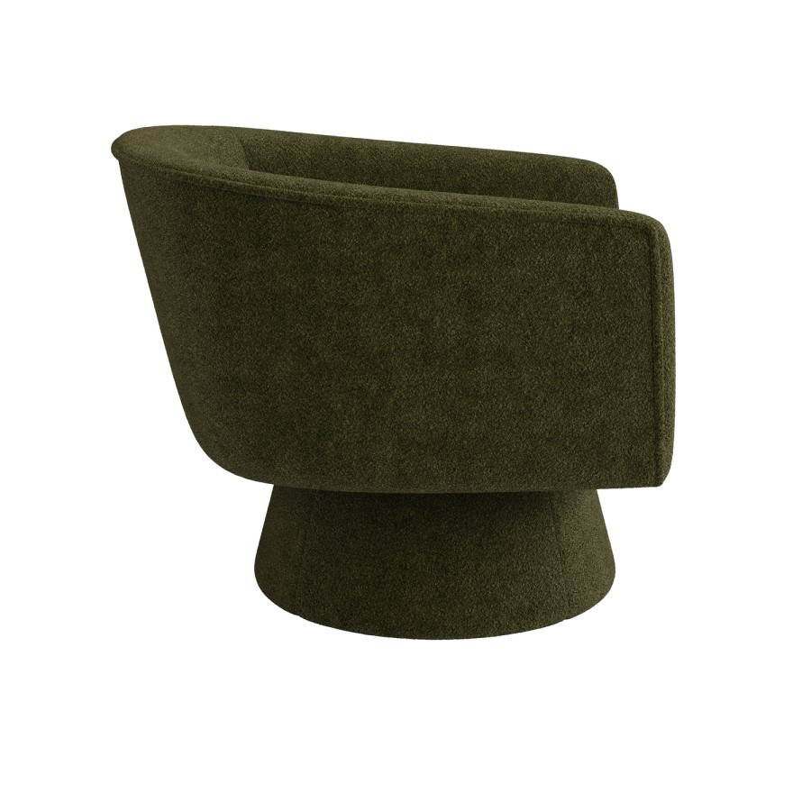 ONLY OPENED - Green Boucle Swivel Armchair - Cairo