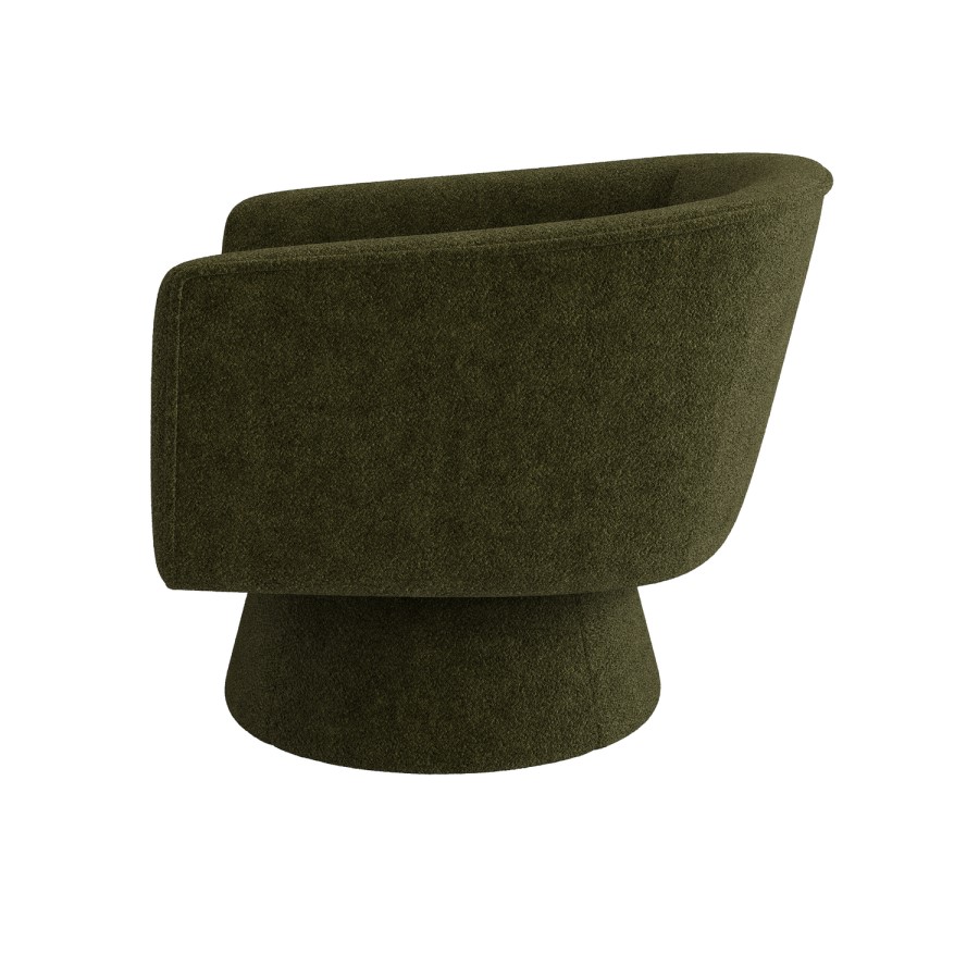ONLY OPENED - Green Boucle Swivel Armchair - Cairo