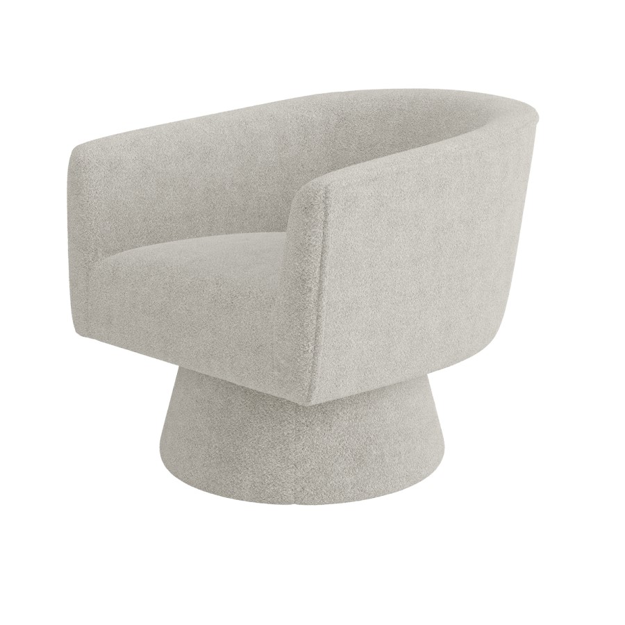 Beige Boucle Swivel Accent Chair - Cairo