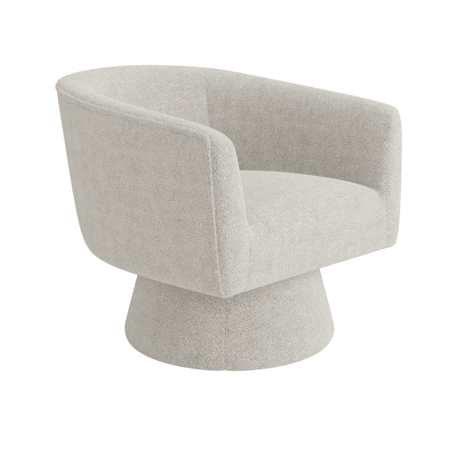 Beige Boucle Swivel Armchair - Cairo