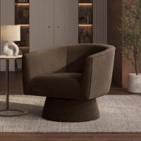 Brown Velvet Swivel Armchair - Cairo