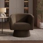 Brown Velvet Swivel Accent Chair - Cairo