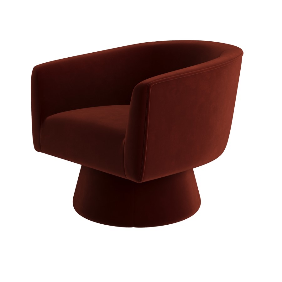 Deep Red Velvet Swivel Armchair - Cairo