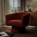 CRR005 Deep Red Velvet Swivel Armchair - Cairo