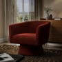 Deep Red Velvet Swivel Armchair - Cairo