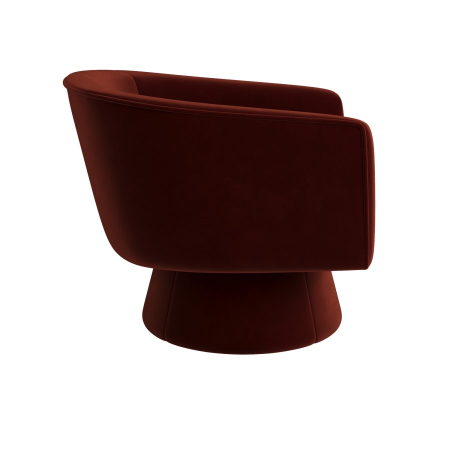 Deep Red Velvet Swivel Armchair - Cairo