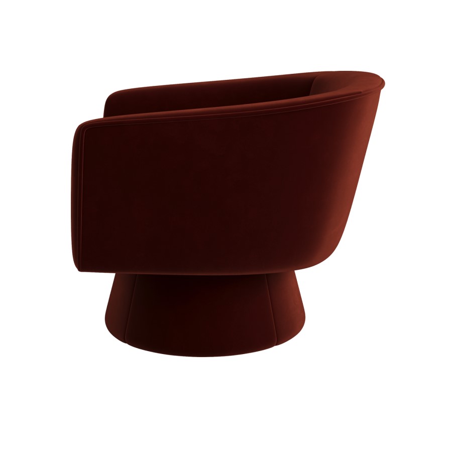 Deep Red Velvet Swivel Armchair - Cairo