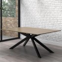 CRS001 Large Light Oak Dining Table with Black Metal Legs - Seats 6 - Carson