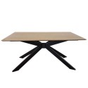 A1/CRS001 ONLY OPENED - Large Oak Industrial Dining Table with Black Starburst Base - Seats 6 - Carson