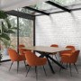 ONLY OPENED - Large Oak Industrial Dining Table with Black Starburst Base - Seats 6 - Carson