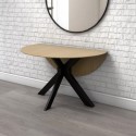CRS003 Small Light Oak Drop Leaf Round Extendable Dining Table - Seats 2 - 4 - Carson