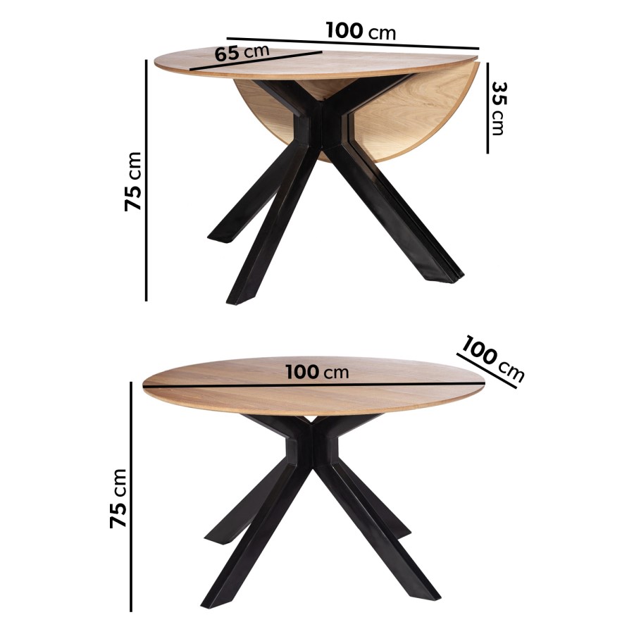 GRADE A2 - Small Round Light Oak Space Saving Dining Table - Seats 2-4 - Carson