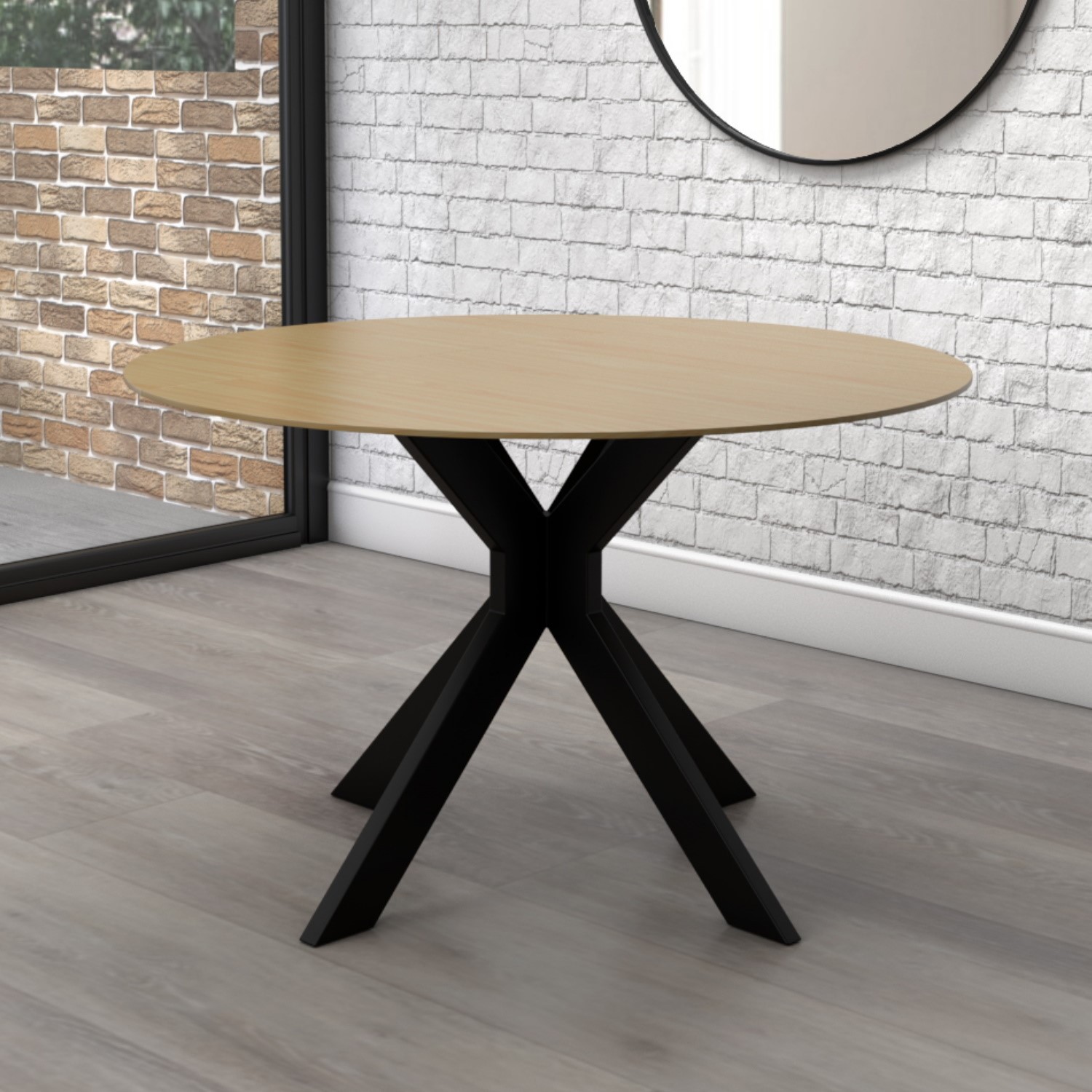 Round Light Oak Drop Leaf Dining Table - Seats 4 - Carson - Furniture123