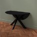 Small Black Wooden Drop Leaf Space Saving Round Dining Table - Seats 2-4 - Carson
