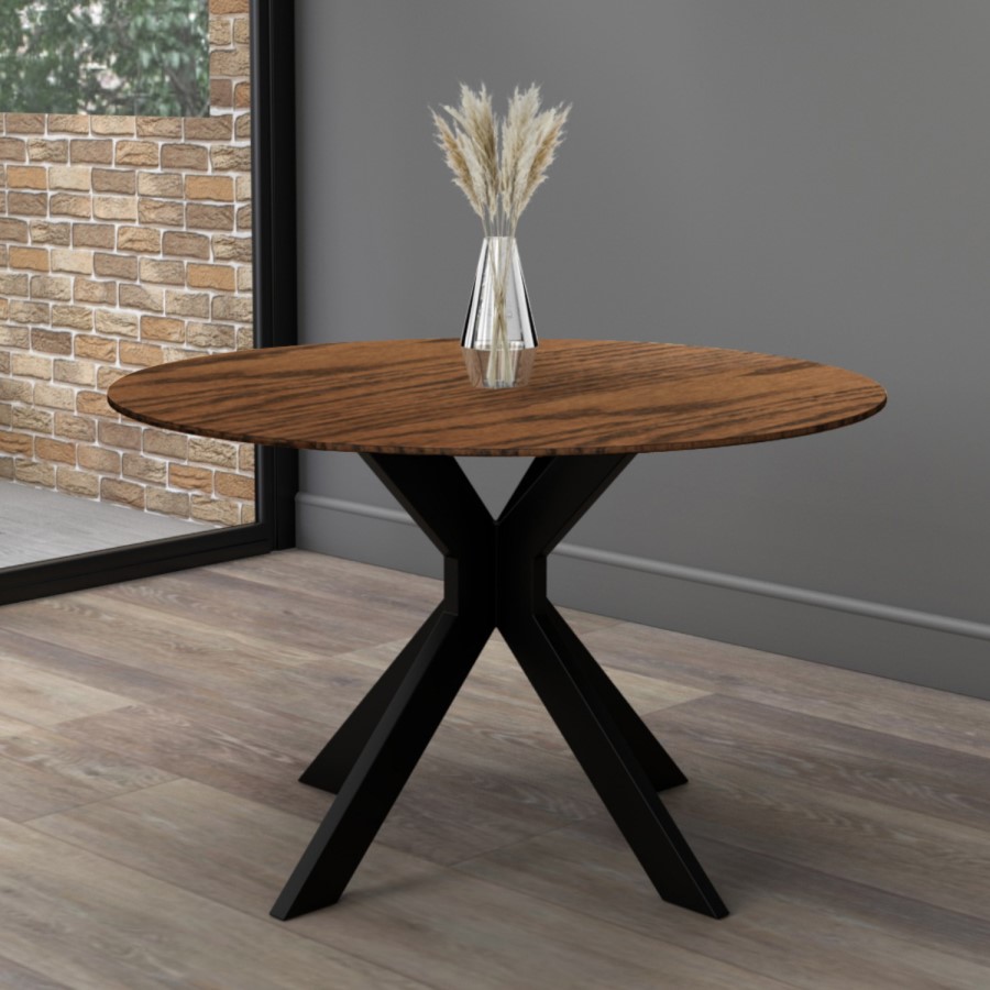 Small Walnut Drop Leaf Space Saving Round Extendable Dining Table - Seats 2 - 4 - Carson