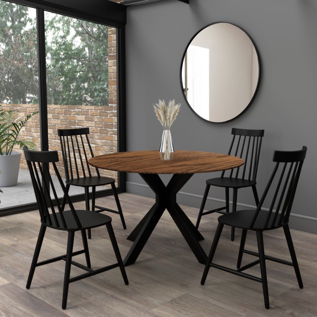 ALMOST PERFECT - Small Walnut Drop Leaf Space Saving Round Extendable Dining Table - Seats 2 - 4 - Carson