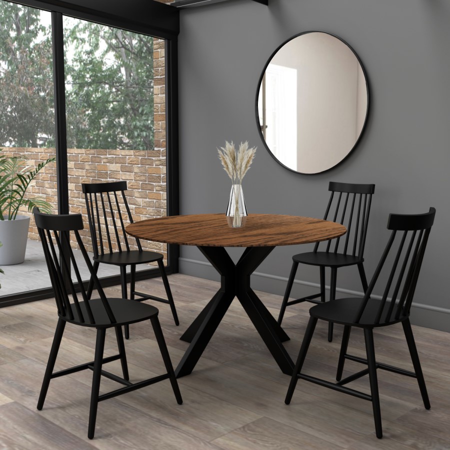 Small Walnut Drop Leaf Space Saving Round Extendable Dining Table - Seats 2 - 4 - Carson