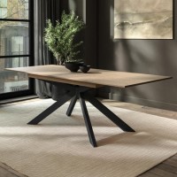 Large Light Oak Extendable Dining Table - Seats 6 - 8 - Carson