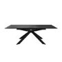 Black Extendable Dining Table Set with 6 Beige Faux Leather Swivel Dining Chairs - Seats 6 - Carson