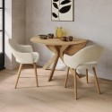 CRS009 Small Oak Drop Leaf Space Saving Round Extendable Dining Table - Seats 2 - 4 - Carson