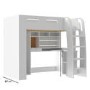 High Sleeper Loft Bed with Desk and Wardrobe in White - Carter