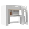 White Loft Bed with Desk and Wardrobe Storage - Carter 