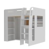 White Loft Bed with Desk and Wardrobe Storage - Carter 