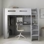 High Sleeper Loft Bed with Desk and Wardrobe in Grey - Carter