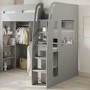 High Sleeper Loft Bed with Desk and Wardrobe in Grey - Carter