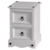 Corona 2 Drawer Petite Bedside Cabinet in Whitewash