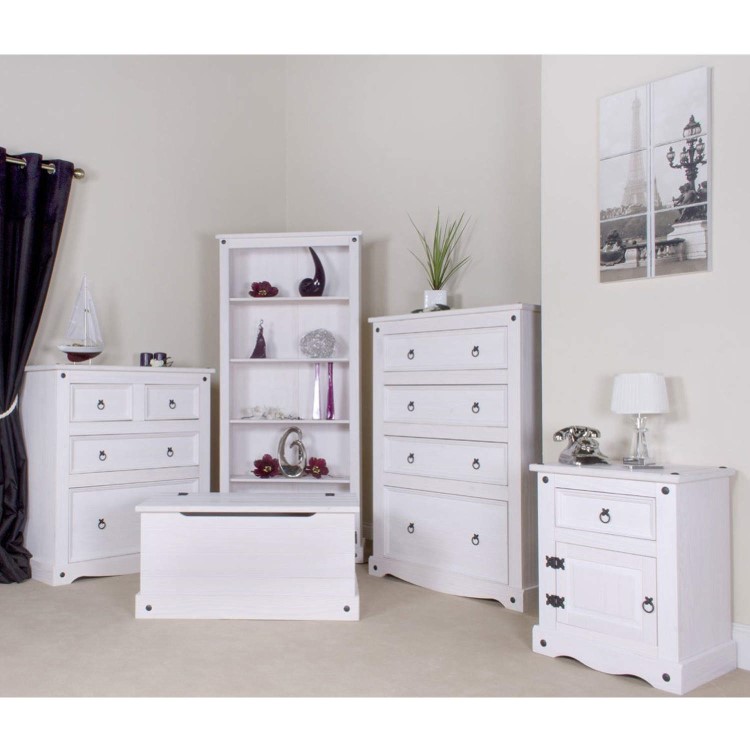 Corona 1 Door 1 Drawer Bedside Cabinet in Whitewash