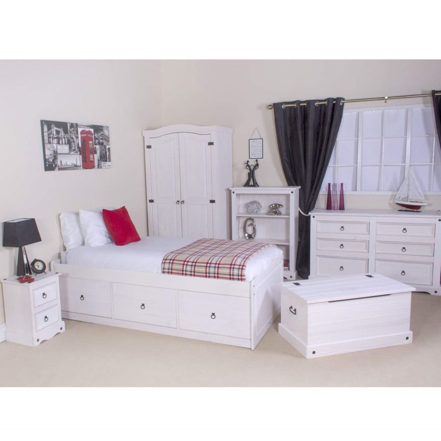 Corona 2 Drawer Petite Bedside Cabinet in Whitewash