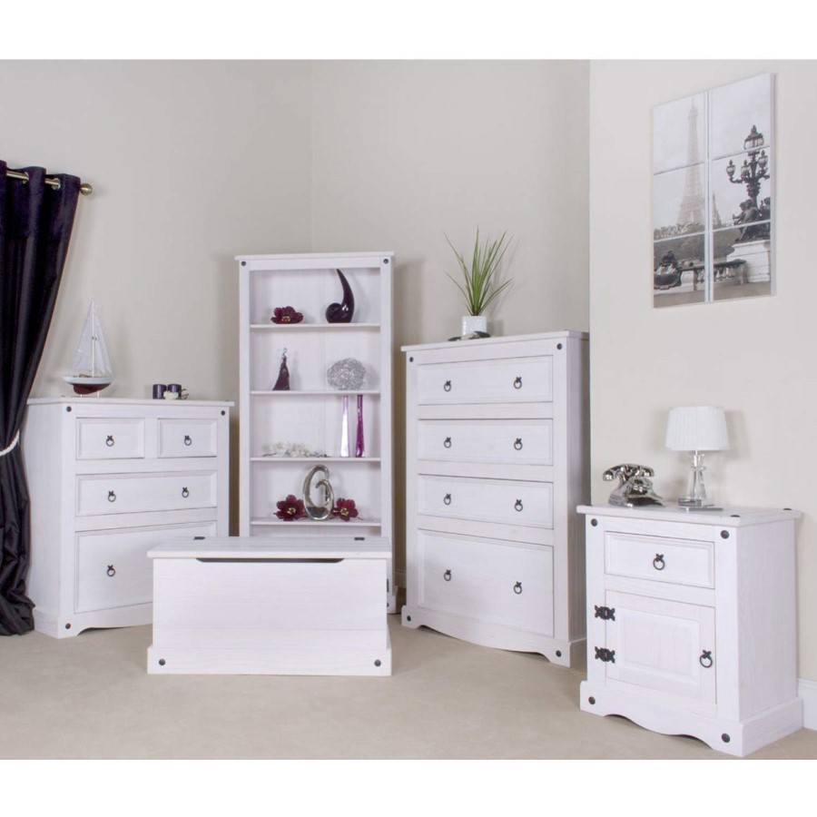 Corona Tall Bookcase in Whitewash