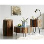 Coastal Reclaimed Wood Vintage Drum Side Table with Hairpin Legs